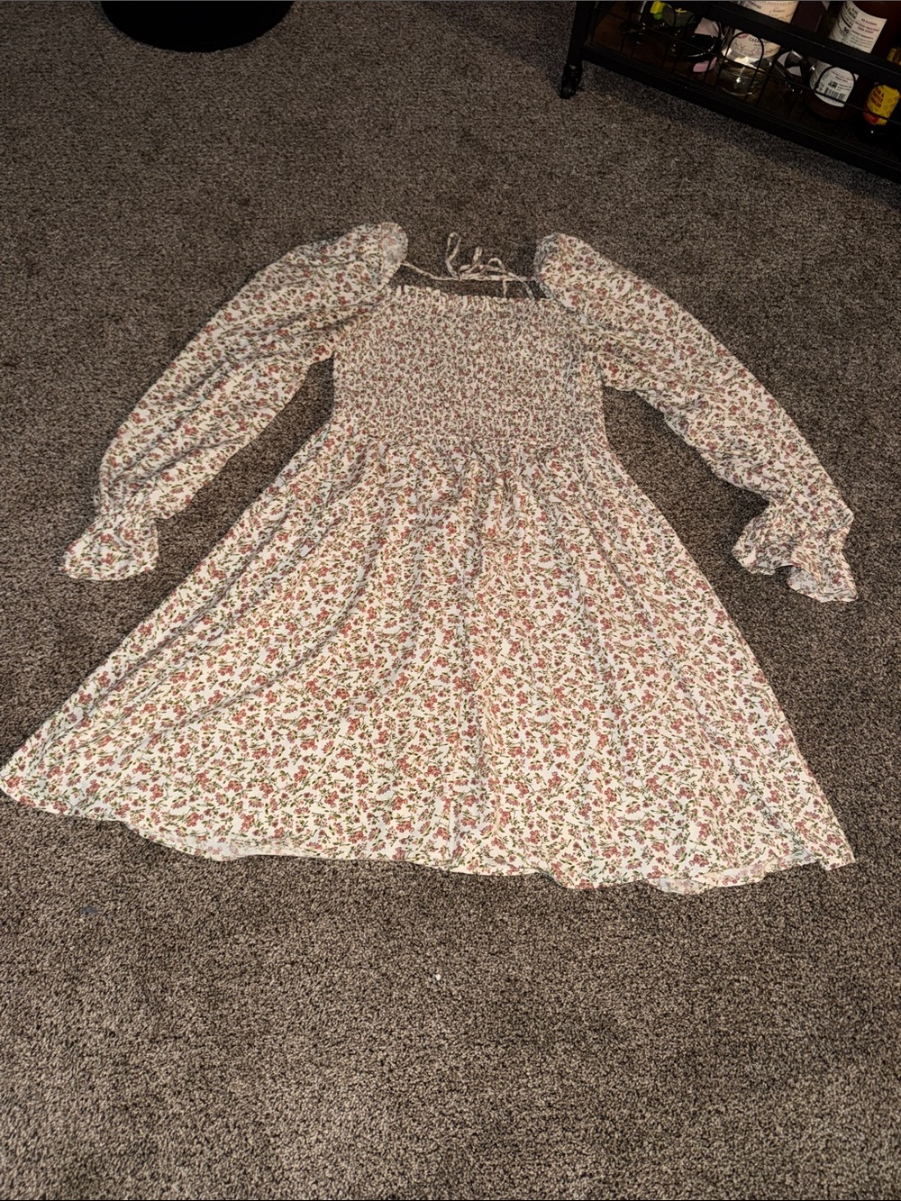 Floral Smocked Long-Sleeve Ruffle Dress Dress Forum Size L